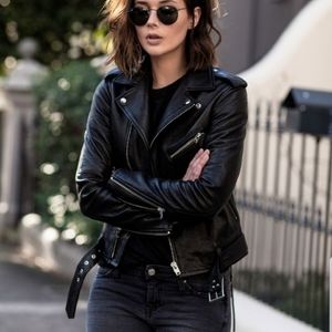Womens leather biker / moto jacket